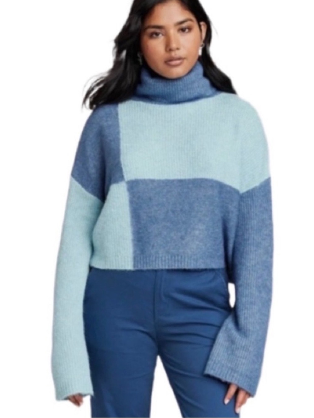 wild fable Color Block Turtleneck Sweater